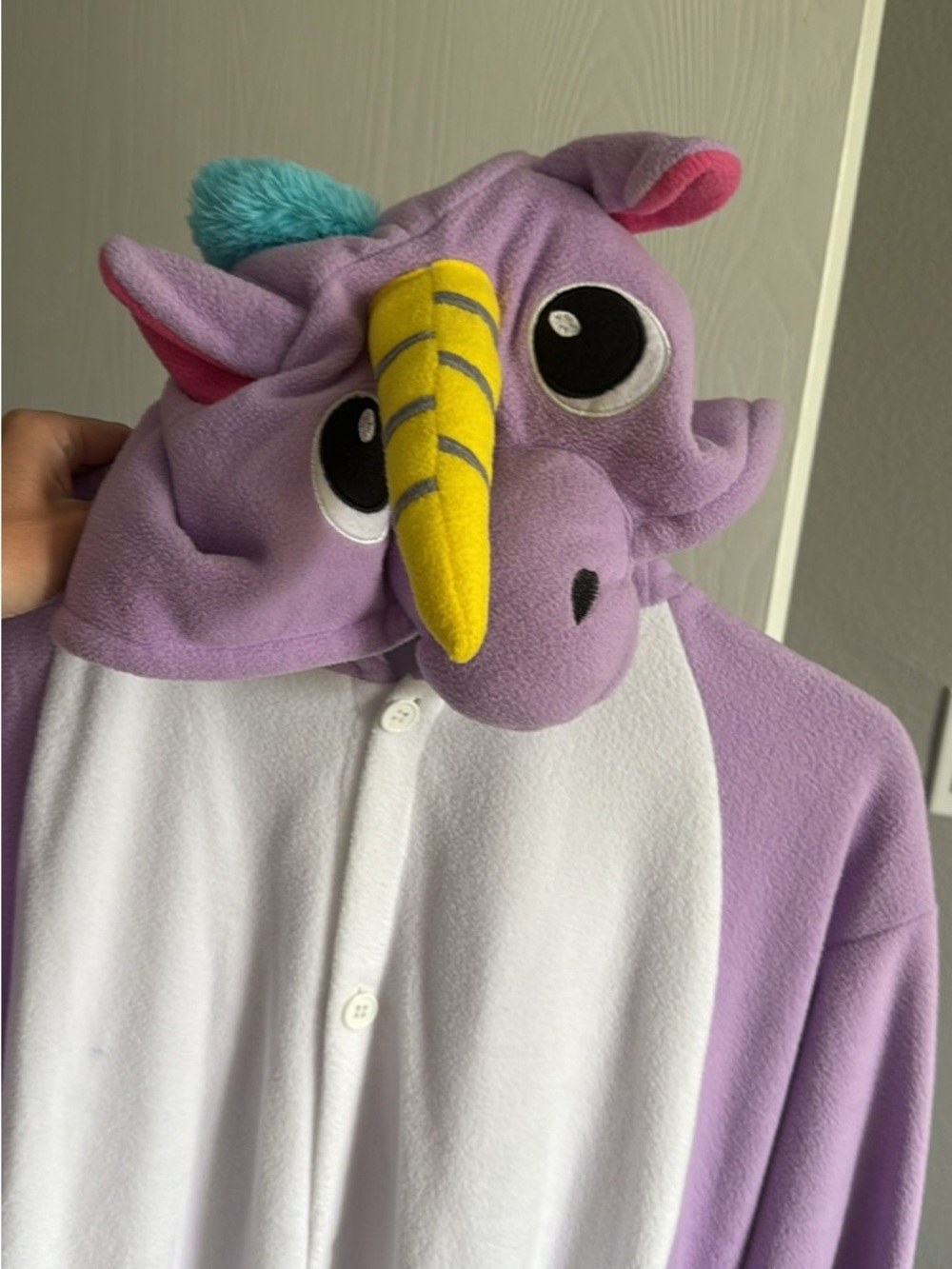 Purple Unicorn Onesie with Yellow Horn